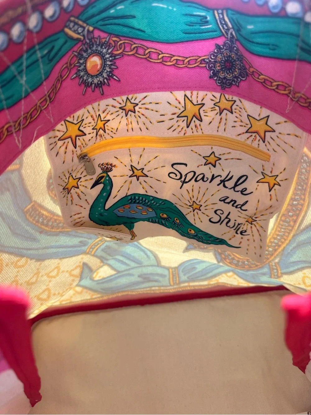 NWT Brighton Pink & Blue 'Sparkle and Shine' Illustrated Tote